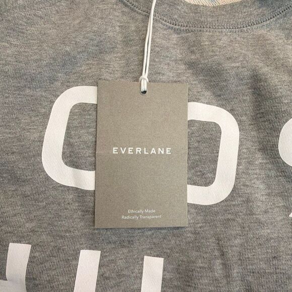 Everlane The 100% Human Typography French Terry Sweatshirt Gray White S - Picture 4 of 7